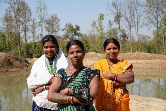 Women of Binkarwa hamlet (Sunita Murmu, Shanti Devi, and Phoolmati Hansda) 